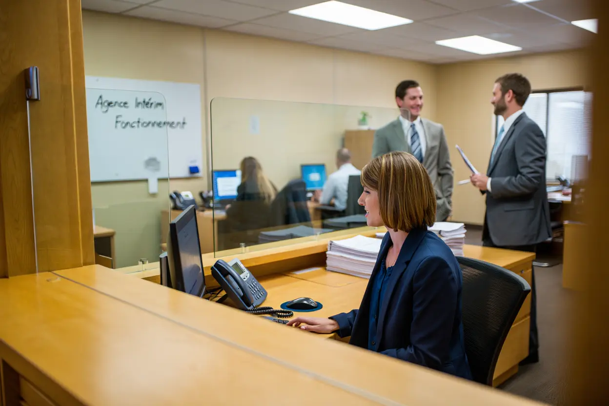 Trois professionnels discutant dans un bureau