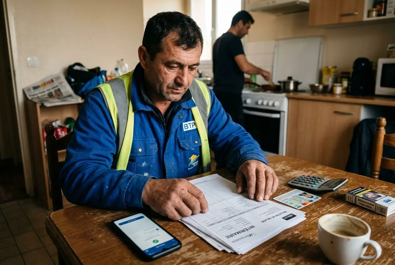 Travailleurs détachés d'agence intérim roumaine sur chantier BTP en France