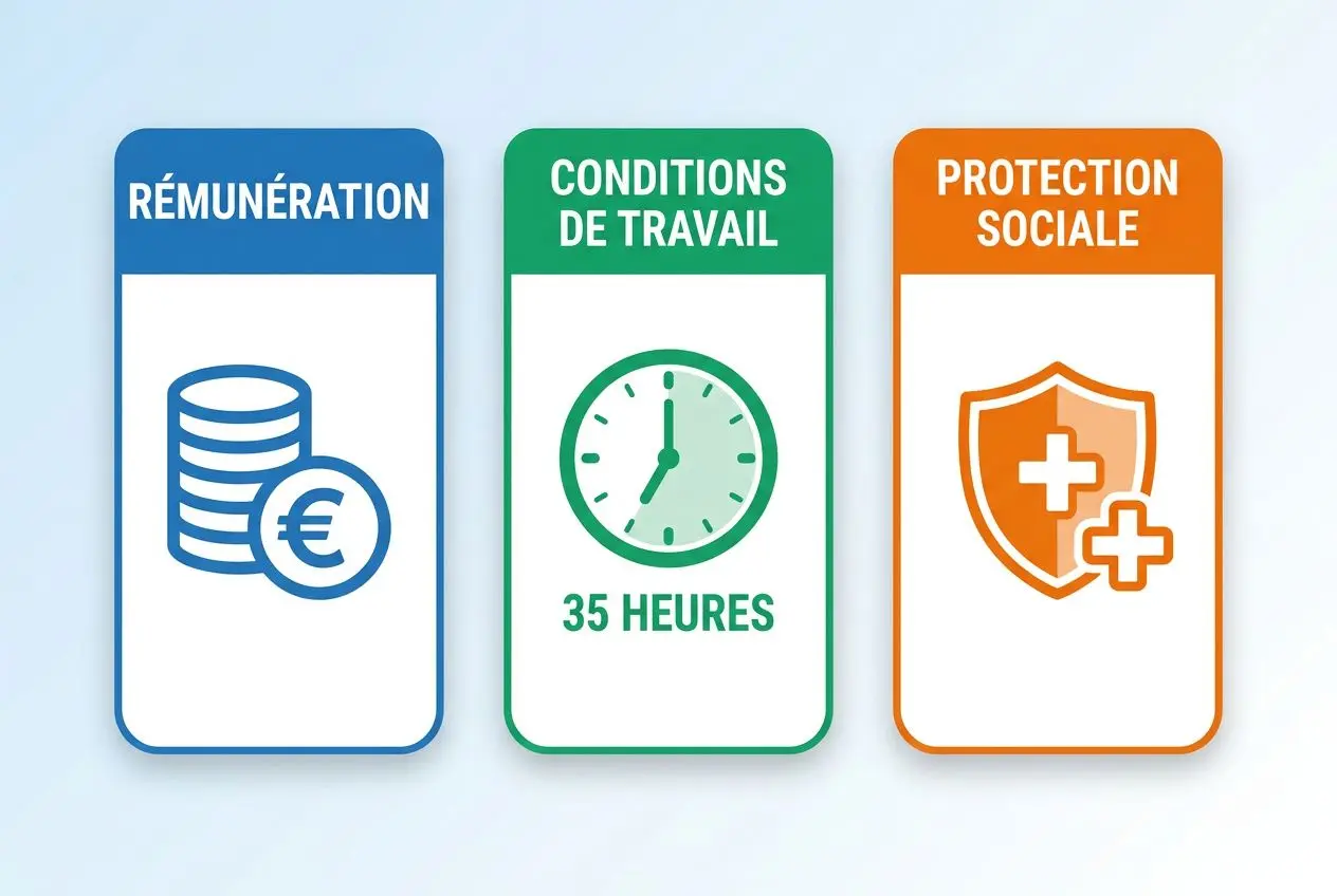 Directive 2018 travailleurs détachés : illustration des droits, rémunération, conditions de travail et protection sociale en Europe.