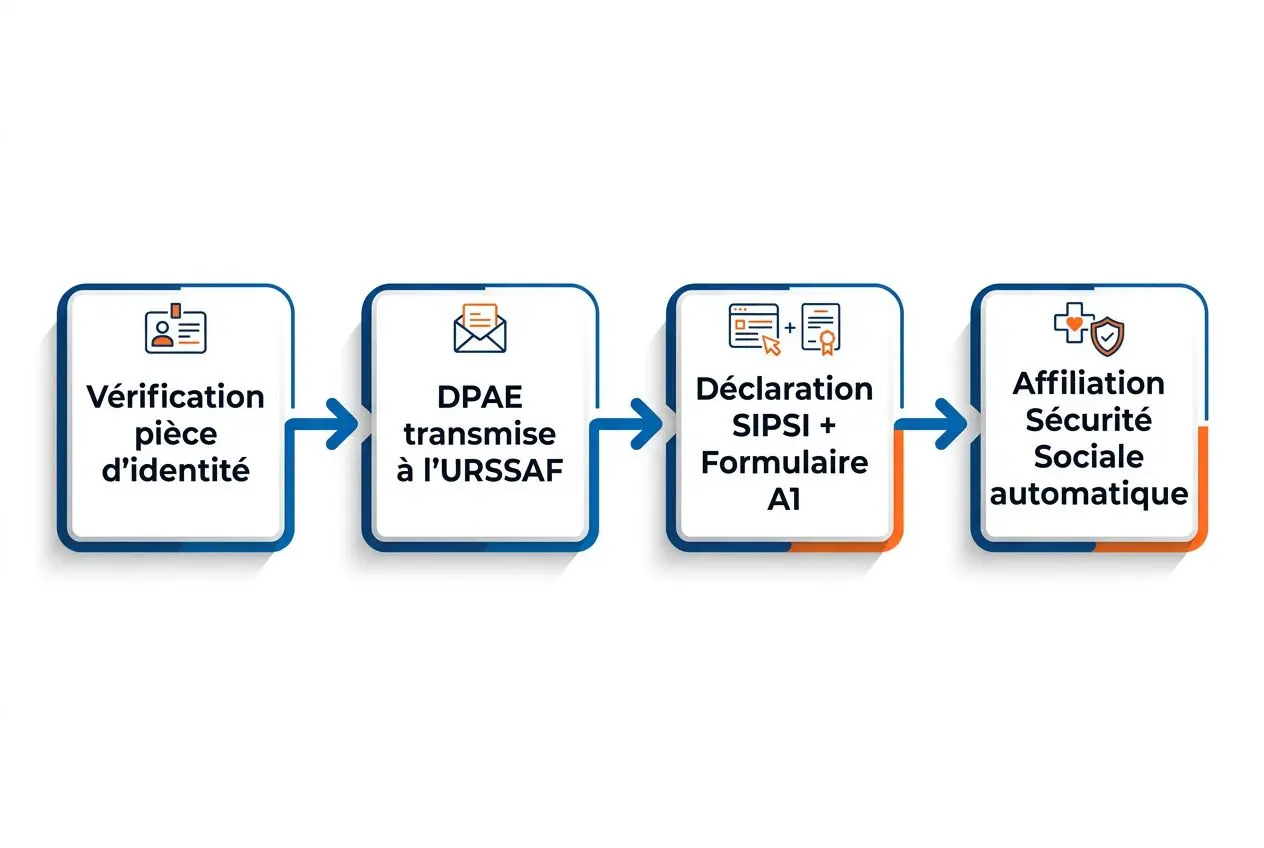 Processus de vérification d'identité et affiliation sécurité sociale pour embaucher un intérimaire roumain via une agence d’intérim, étape par étape.