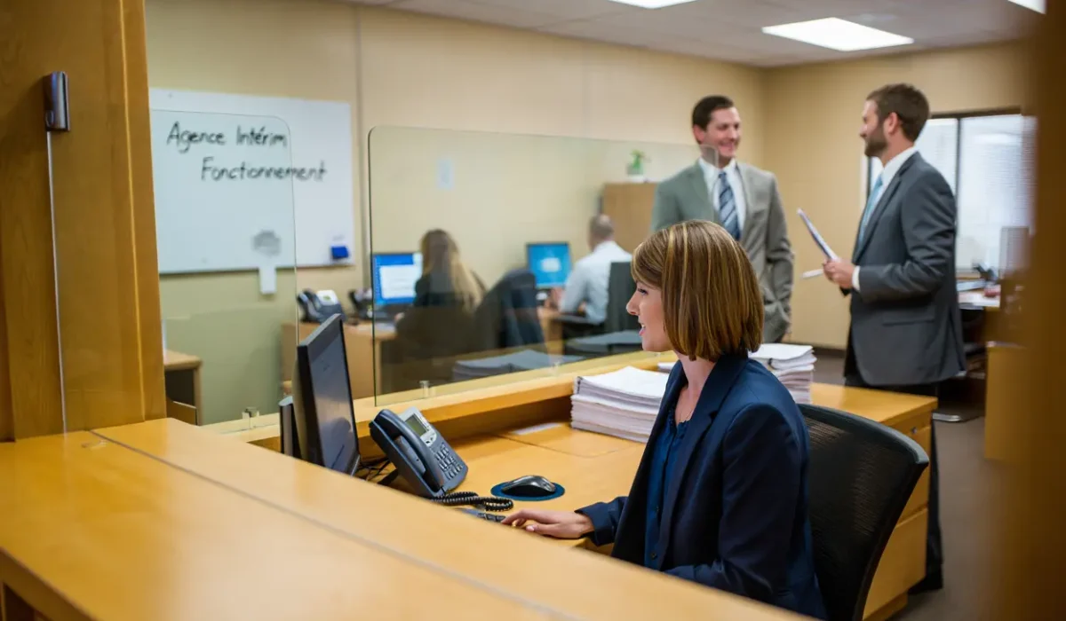 Trois professionnels discutant dans un bureau